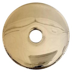 Miroir contemporain 'Rondo 120' en or flammé, par Zieta