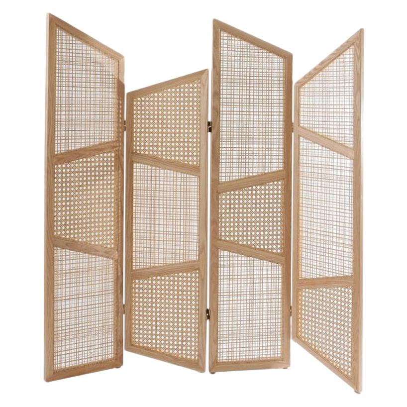 Contemporary Room Divider in Natural Cane Webbing For Sale