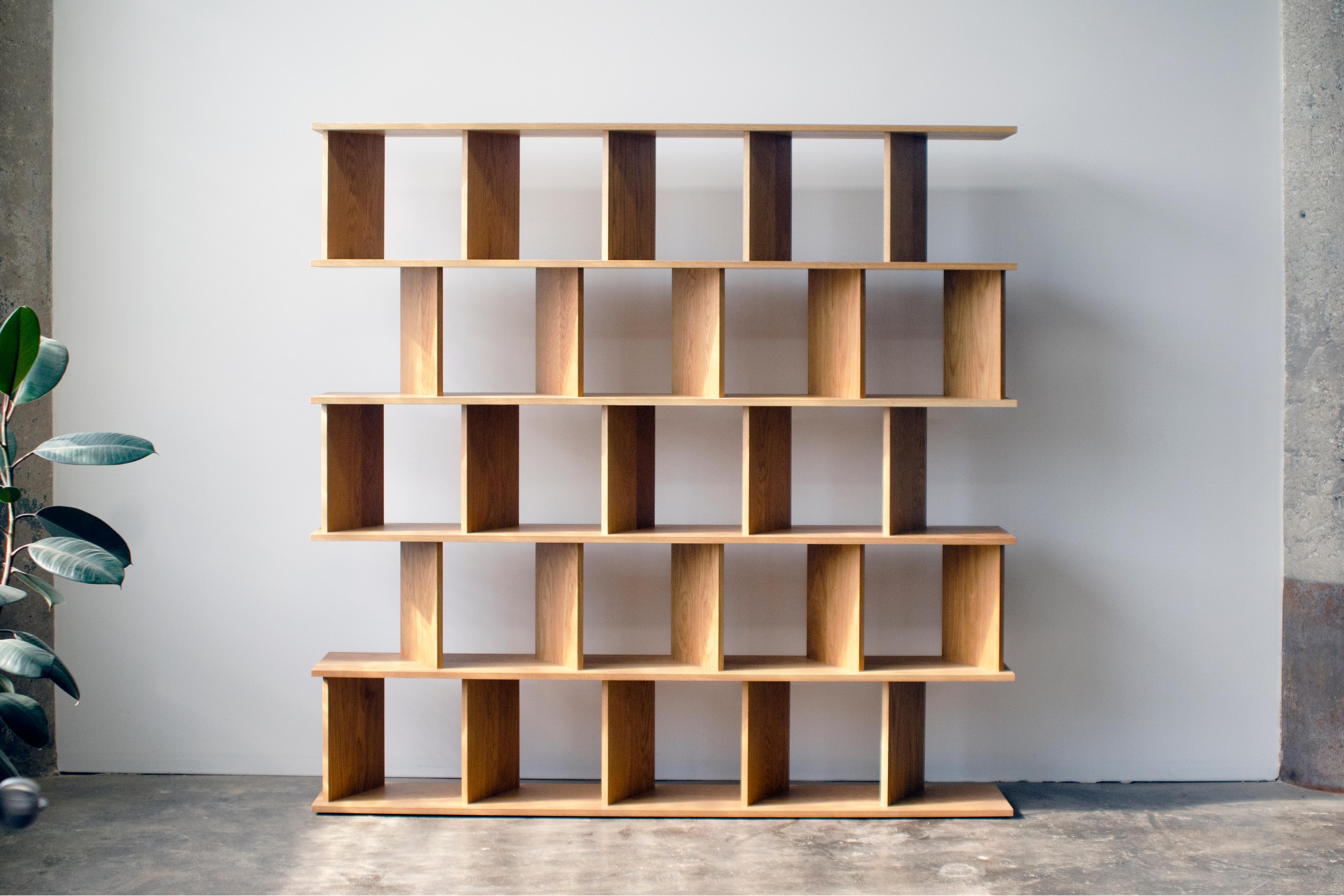 oak room divider shelves