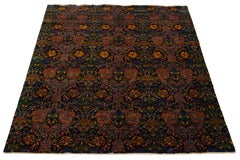 Contemporary Room Size Sari Silk Rug With Multicolored Floral Design