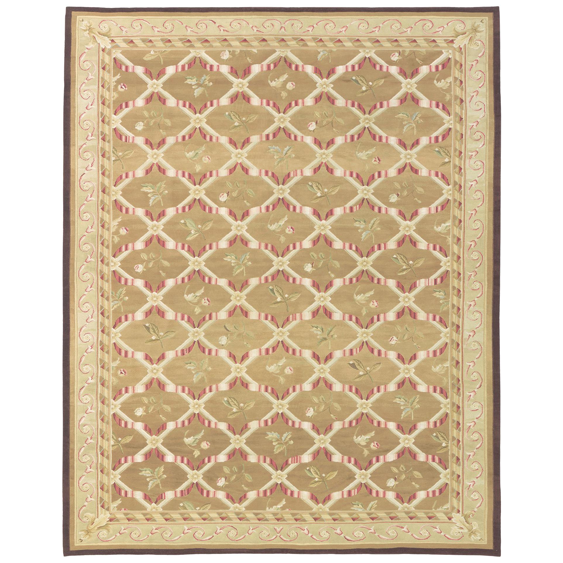Tapis contemporain "Rose" tissé à la main