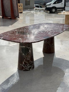 Zeitgenössischer Marmortisch Rosso Levanto - Roter ovaler Esstisch aus Stein