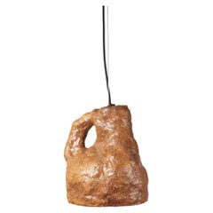Lampada contemporanea di forma grezza e doppia in ceramica Brown Medium di Willem Van Hooff