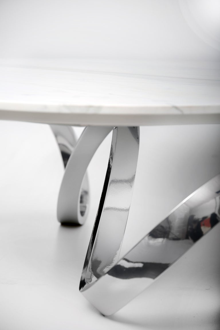 Contemporary Round Apate Coffee Table in Marble, Chrome, Silver For Sale at 1stDibs marble and
