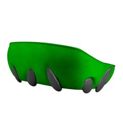 Contemporary Round Bottega Green Velvet Sofa with Black Lacquered Legs