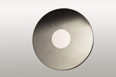 Cadre rond contemporain en laiton avec double miroir Classic et Smoke diam. 160cm