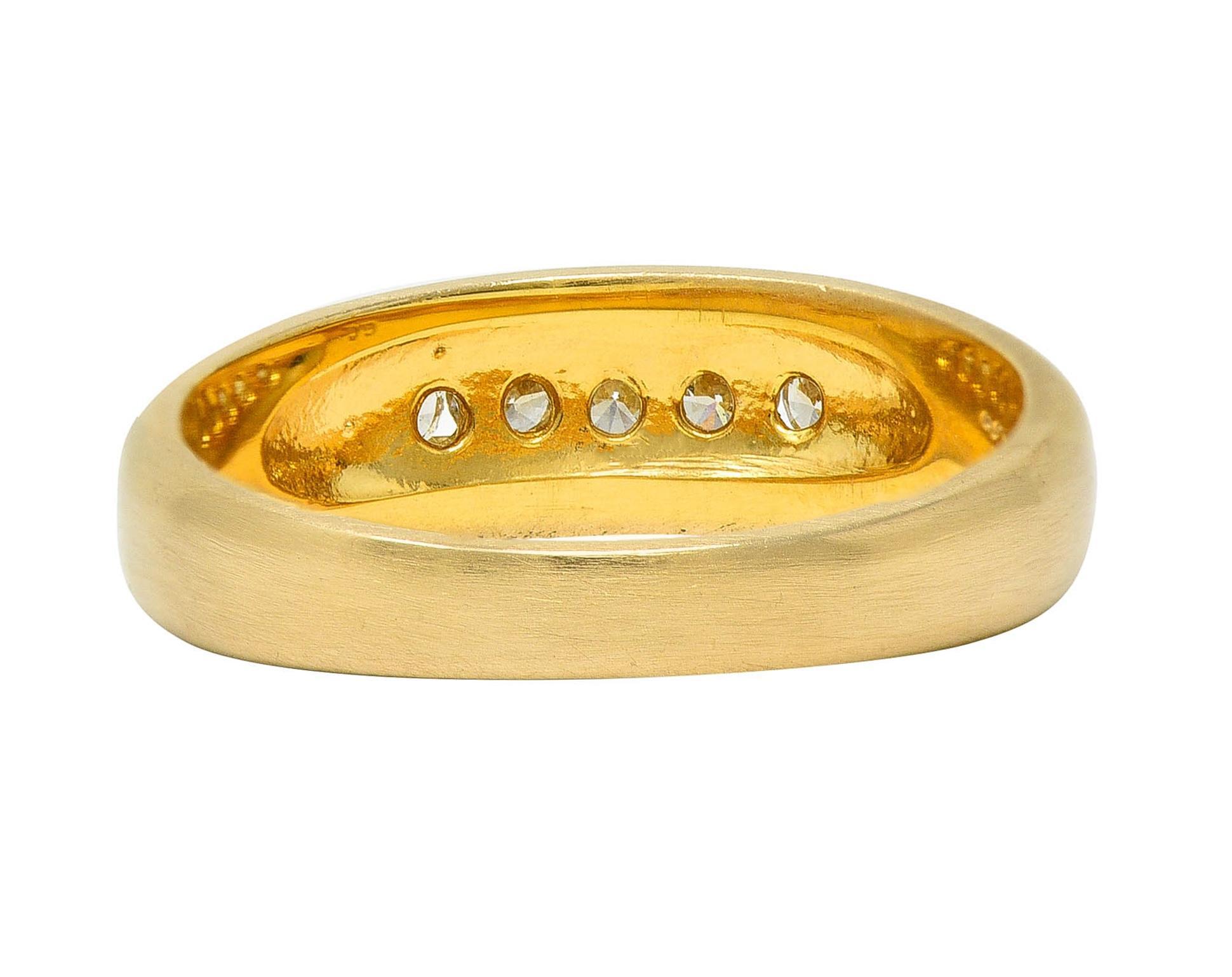 Contemporary Round Brilliant Diamond 14 Karat Yellow Gold Channel Set Band Ring In Excellent Condition For Sale In Philadelphia, PA