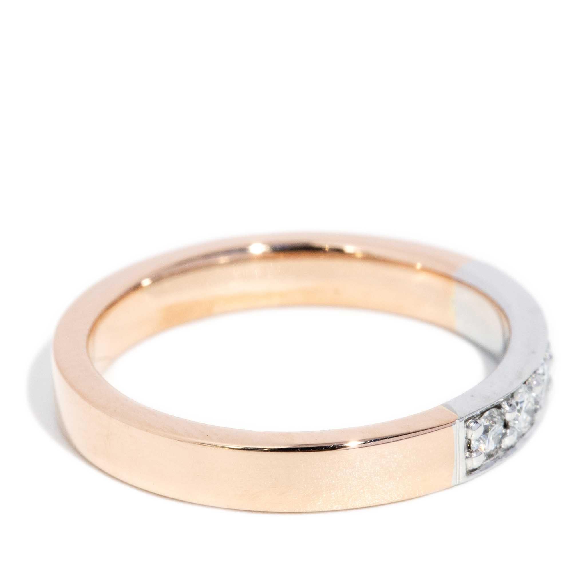 Contemporary Round Brilliant Diamond Band 18ct Rose & White Gold Damen