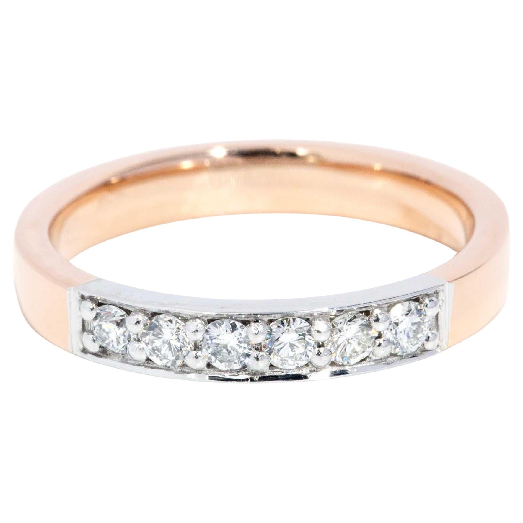 Contemporary Round Brilliant Diamond Band 18ct Rose & White Gold