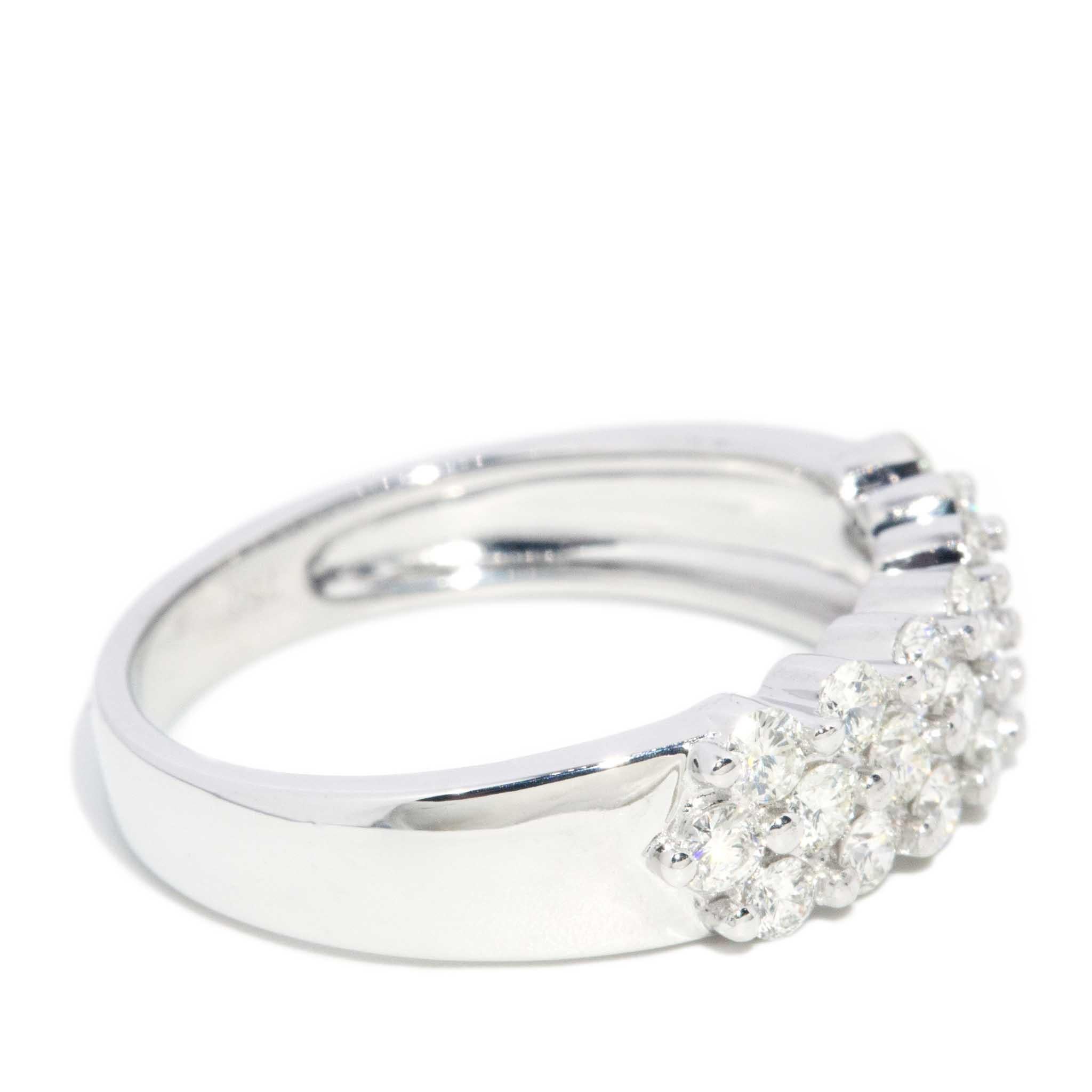 Brilliant Cut Contemporary Round Brilliant Diamond Cluster Band Ring 18 Carat White Gold For Sale
