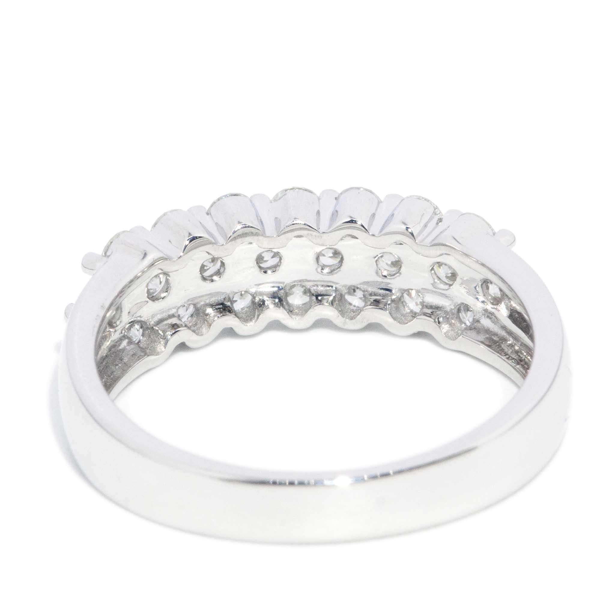 Women's Contemporary Round Brilliant Diamond Cluster Band Ring 18 Carat White Gold For Sale