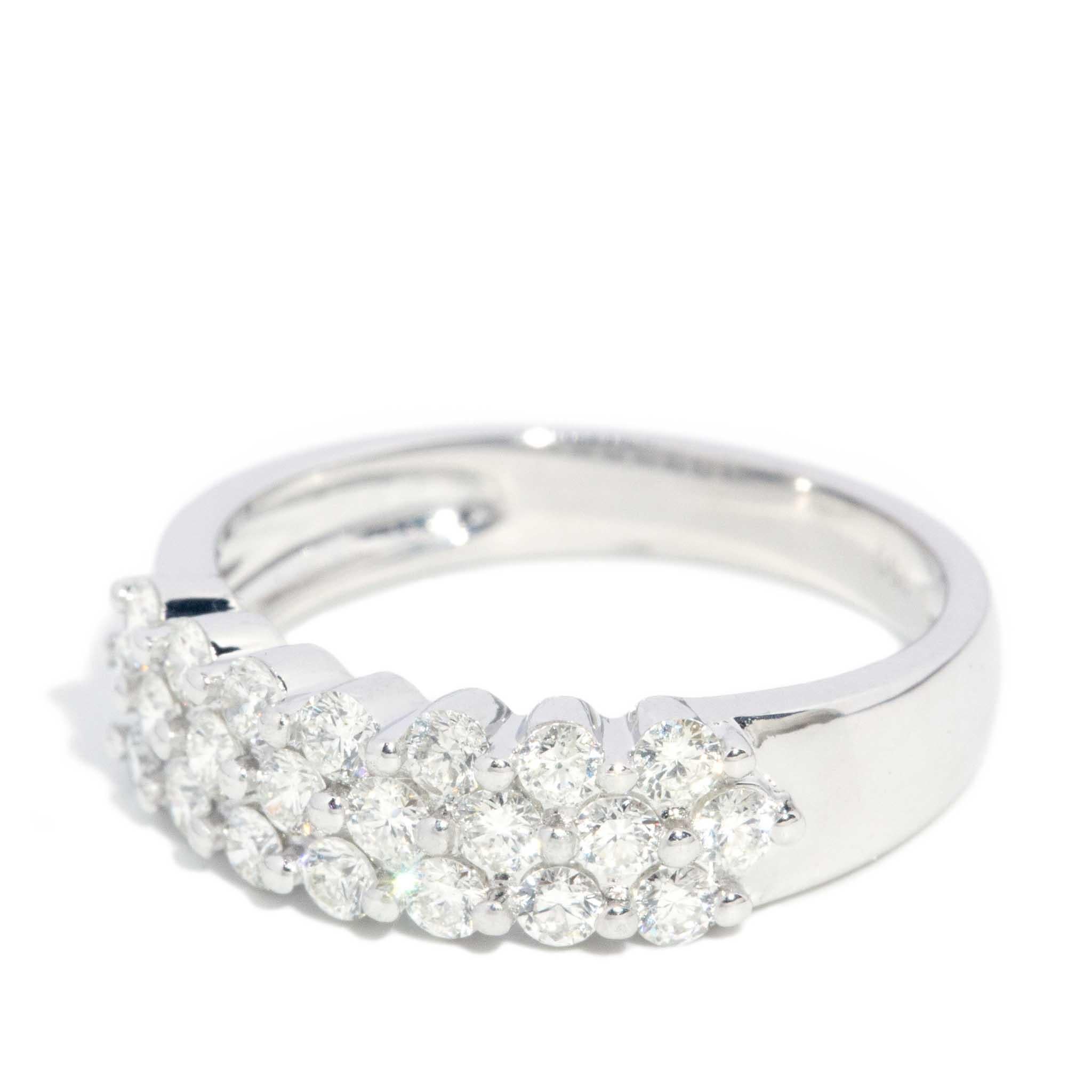 Contemporary Round Brilliant Diamond Cluster Band Ring 18 Carat White Gold For Sale 2