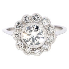 Contemporary Round Brilliant Diamond Flower Cluster Ring 18 Carat White Gold