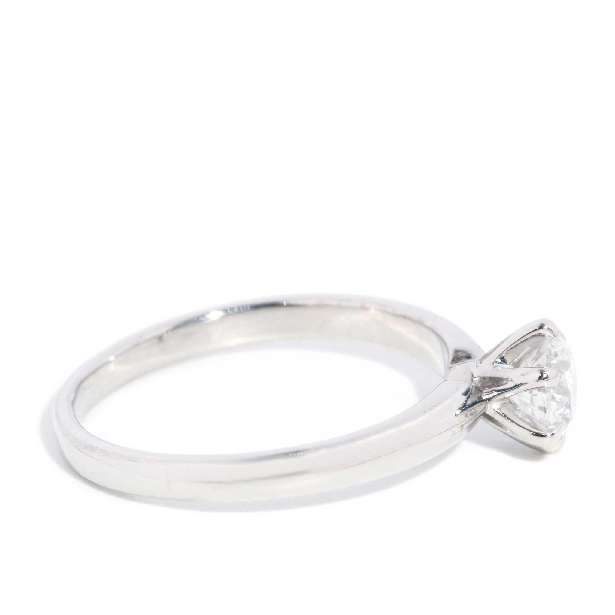 Anillo Solitario Contemporáneo de Diamante Brillante Redondo 18 Quilates de Oro Blanco en venta 2