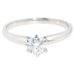 Contemporary Round Brilliant Diamond Solitaire Ring 18 Carat White Gold