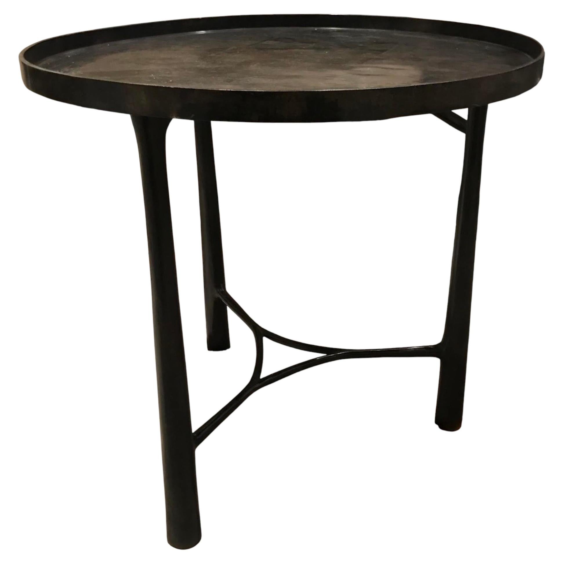 Contemporary Round Bronze Side Table with Tripod Legs, Germany, 26" Diameter Top
