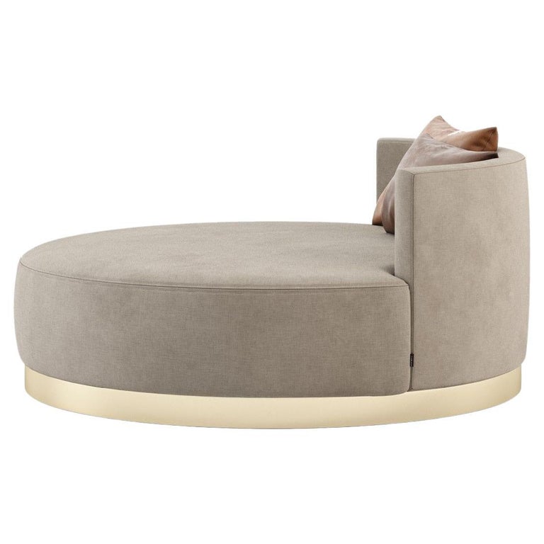 Extra Large Round Chaise Longue Offered in Velvet with Metal or Wood