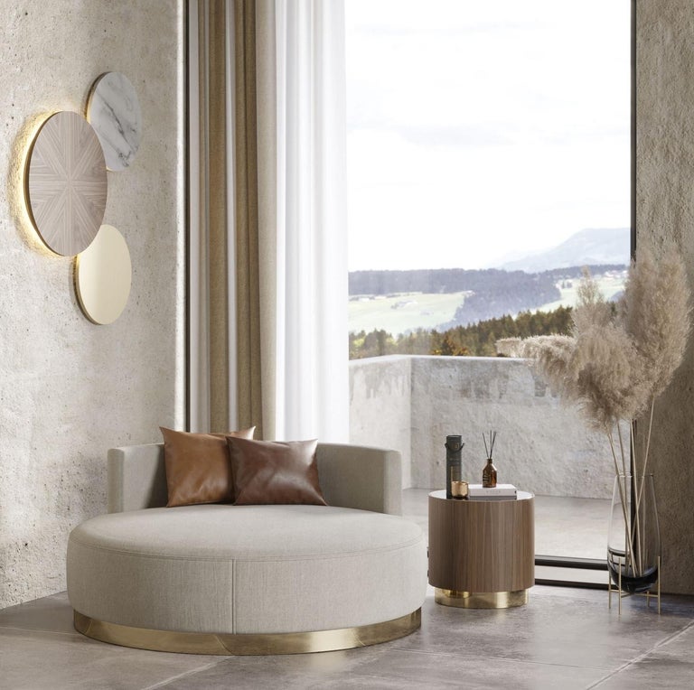 Extra Large Round Chaise Longue Offered in Velvet with Metal or Wood