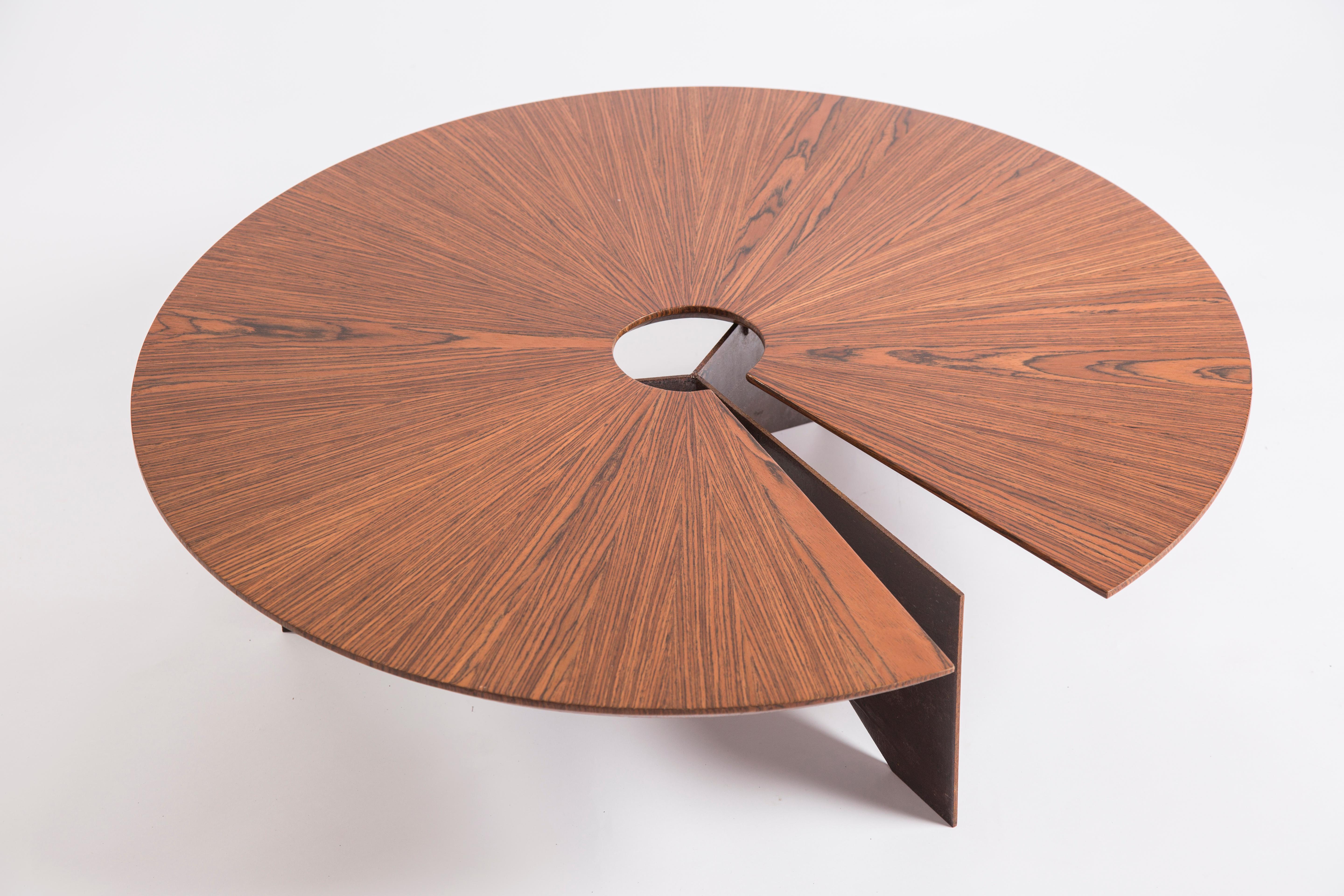 Marquetry Contemporary Round Coffee Table Medium, Brazilian Design