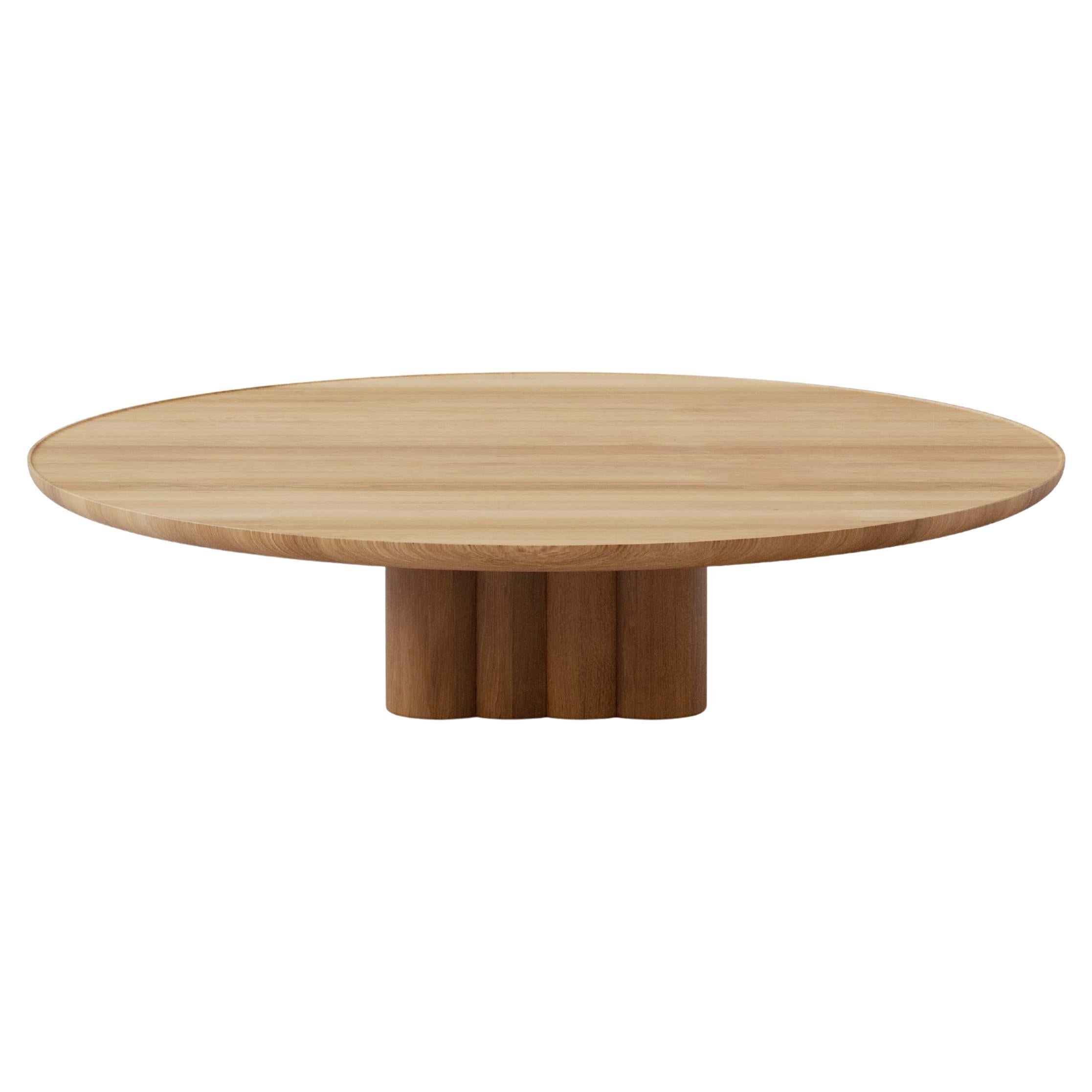 Contemporary Round Coffee Table Plush by DK3, Lacquered Oak, 130 cm