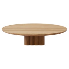 Contemporary Round Coffee Table Plush by DK3, Lacquered Oak, 130 cm