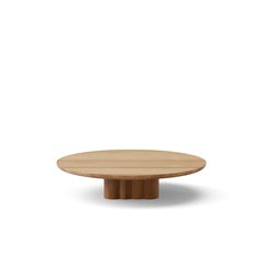 Contemporary Round Coffee Table Plush by DK3, Low, Lacquered Oak, 110 cm