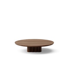 Contemporary Round Coffee Table Plush by DK3, Low, Lacquered Walnut, 110 cm