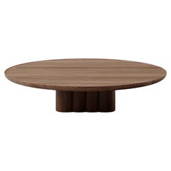 Contemporary Round Coffee Table Plush by DK3, Low, Lacquered Walnut, 110 cm