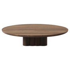 Contemporary Round Coffee Table Plush by DK3, Low, Smoked Oak, 110 cm