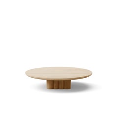 Contemporary Round Coffee Table Plush by DK3, Low, Soap Oak, 110 cm