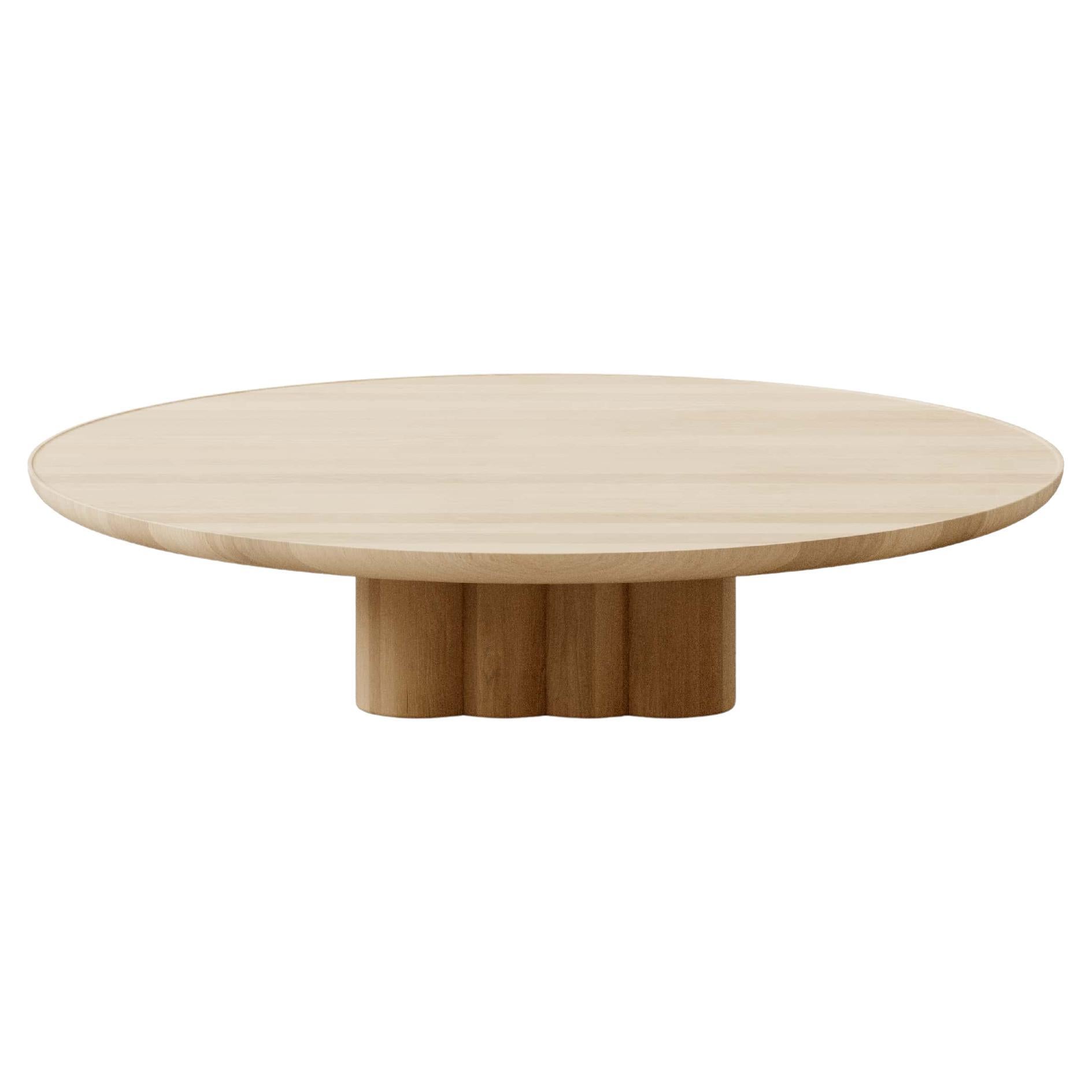 Contemporary Round Coffee Table Plush by DK3, Low, Soap Oak, 110 cm
