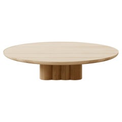 Contemporary Round Coffee Table Plush by DK3, Low, Soap Oak, 110 cm