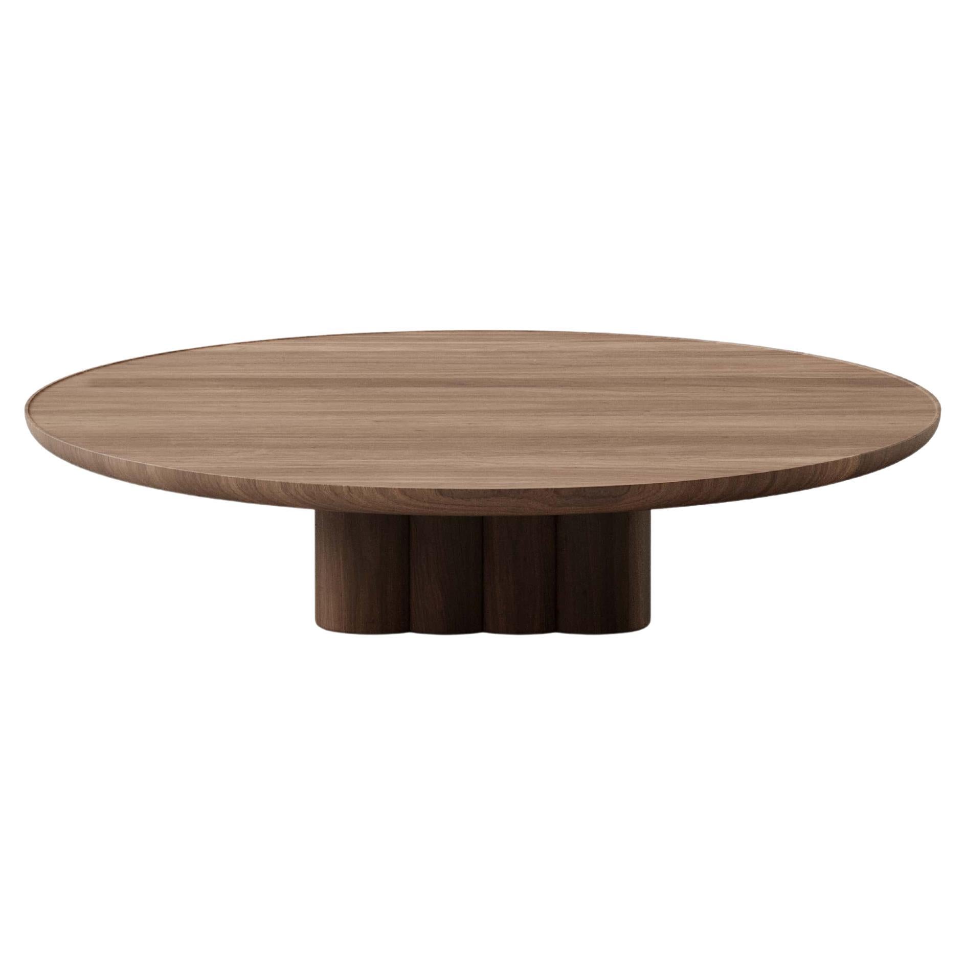 Contemporary Round Coffee Table Plush by DK3, Low, Walnut, 110 cm
