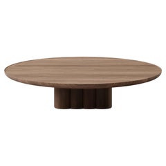 Contemporary Round Coffee Table Plush by DK3, Low, Walnut, 110 cm