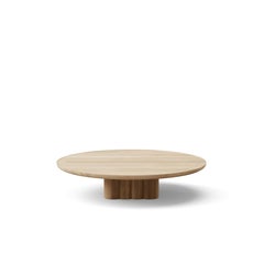 Contemporary Round Coffee Table Plush by DK3, Low, White Oil Oak, 110 cm