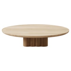 Contemporary Round Coffee Table Plush by DK3, Low, White Oil Oak, 110 cm