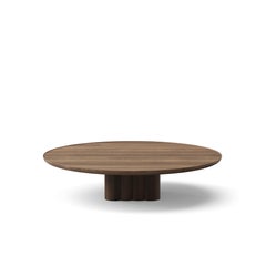 Contemporary Round Coffee Table Plush by DK3, Smoked Oak, 130 cm