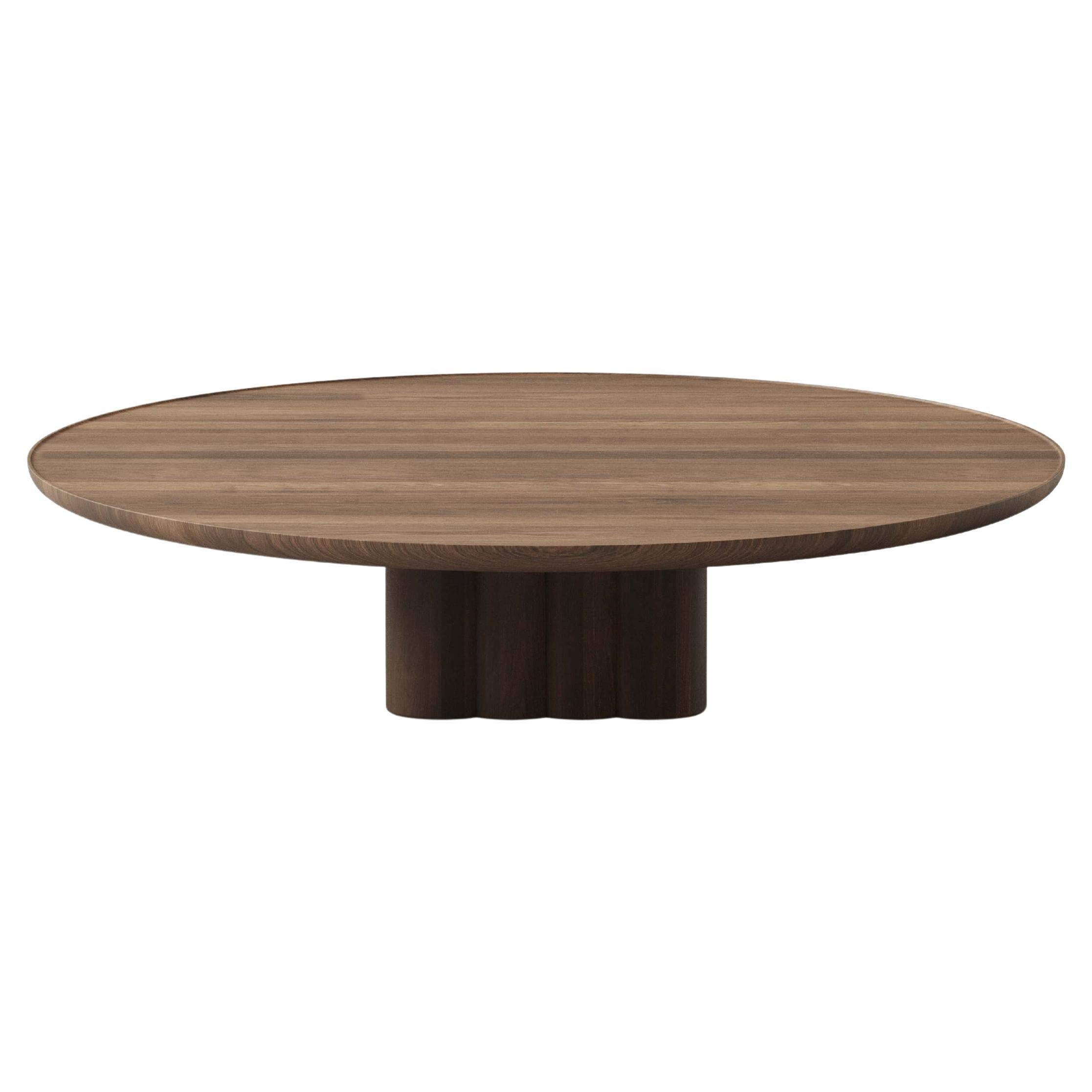 Table basse ronde contemporaine Plush by DK3, Oak Oak fumé, 130 cm