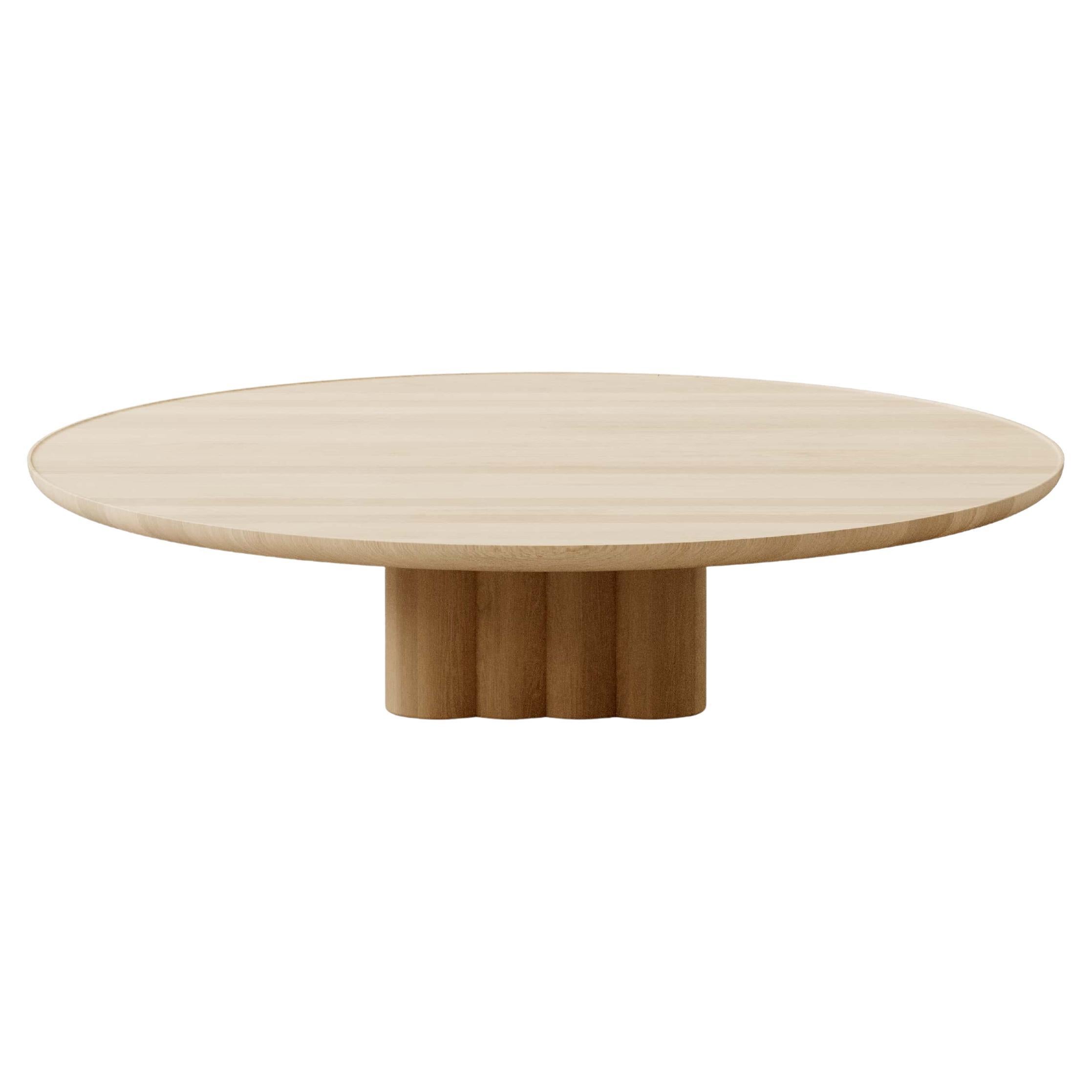 Table basse ronde contemporaine Plush by DK3, Oak Oak Oak, 130 cm