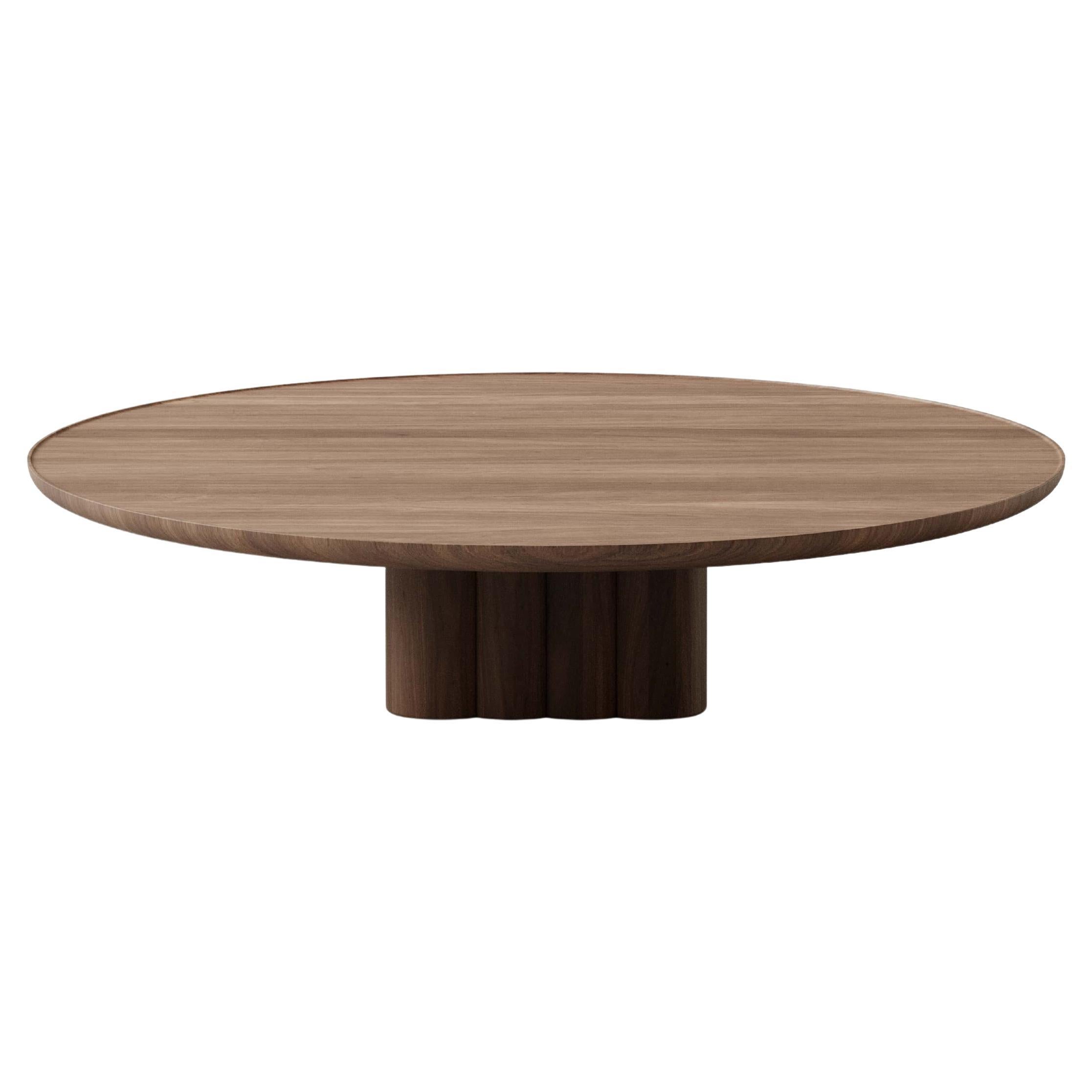 Table basse ronde contemporaine Plush by DK3, noyer, 130 cm en vente