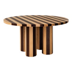 Contemporary Round Cooperage Dining Table in Striped Oak by Fort Standard