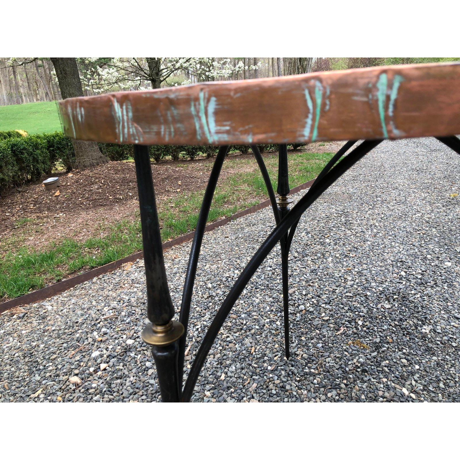 round copper dining table
