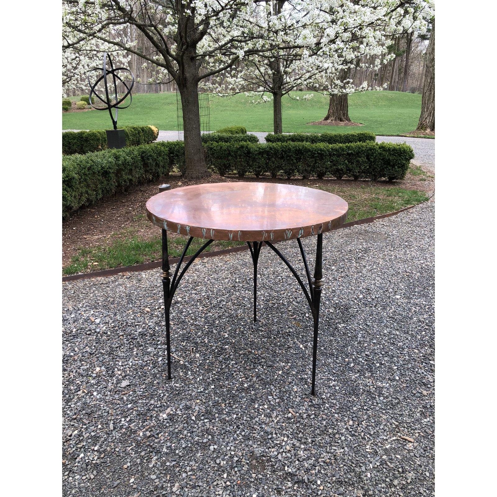 Late 20th Century Contemporary Round Copper Center Dining Table