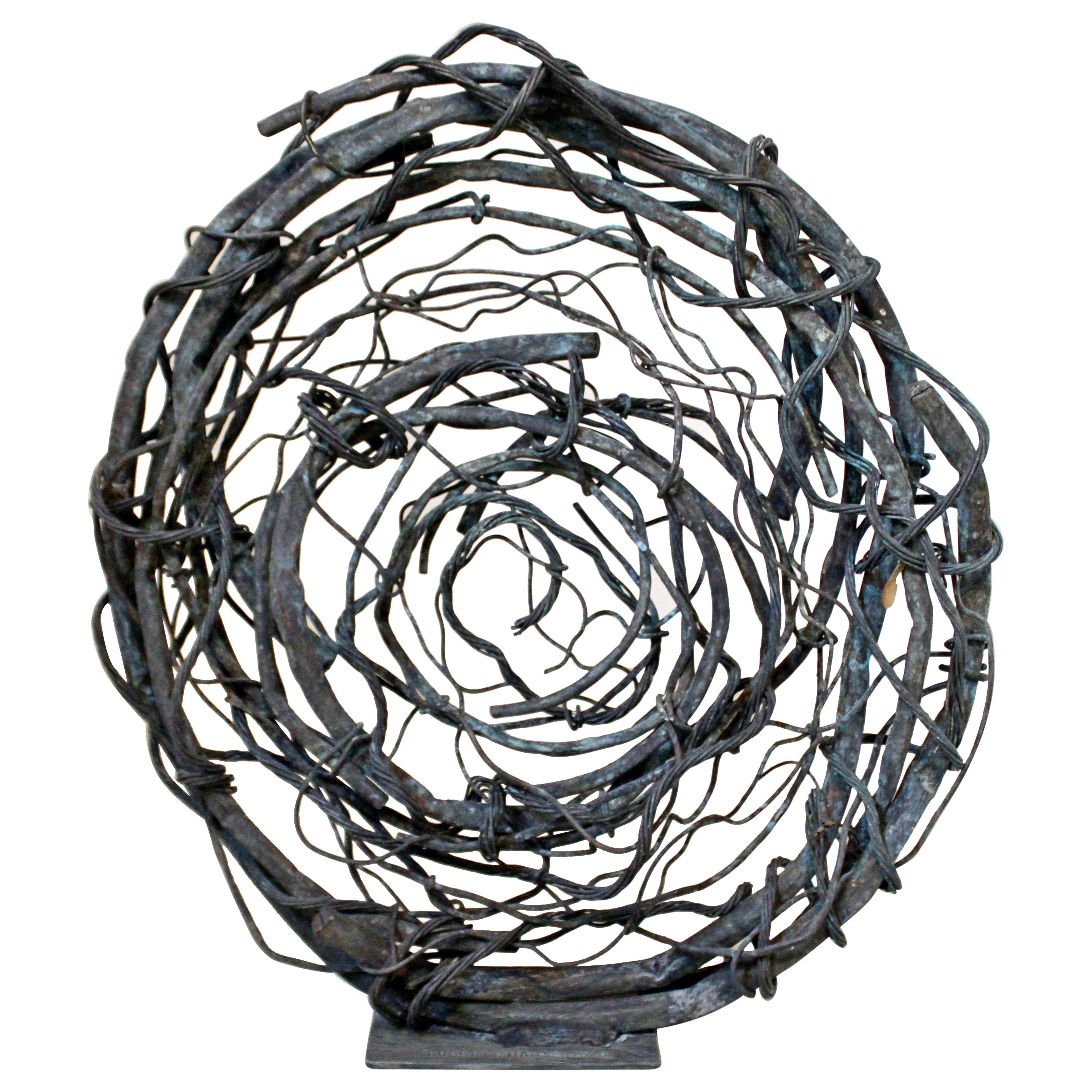Contemporary Round Copper Metal Abstract Table Sculpture Robert Hansen, 2020