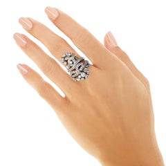 Rosior one-off Round Cut Diamond Cocktail Ring set in White Gold and Platinum
