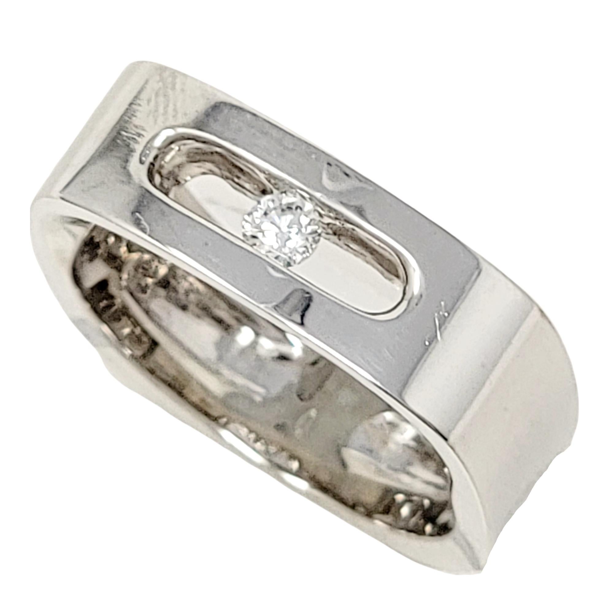 Contemporain Bague contemporaine à anneau carré en or blanc 18 carats et diamants ronds E / VVS2 en vente