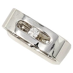 Bague contemporaine à anneau carré en or blanc 18 carats et diamants ronds E / VVS2