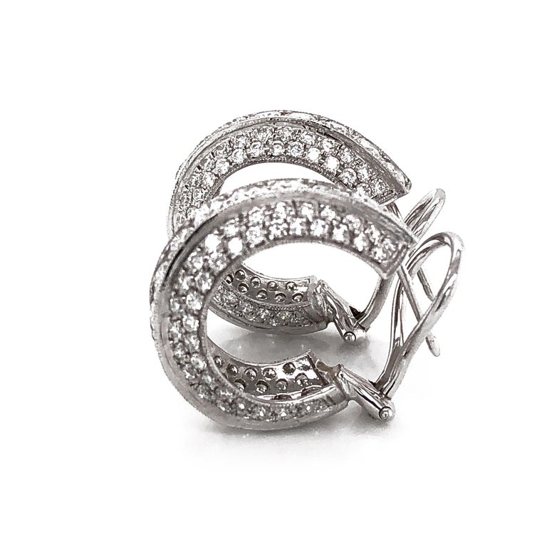 Contemporary Round Diamonds 5.14 Carat Platinum Half Hoop Earrings For Sale  at 1stDibs | half carat diamond earrings