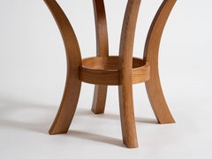 Contemporary Round Dining Table, 42" Circle, White Oak