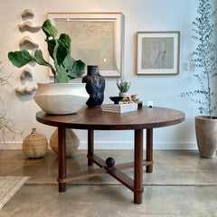 Contemporary Round Dining Table, 59" diameter, Walnut